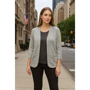 Chicos Additions Leopard Cardigan Womens Size 3 US XL Pockets Lightweight Silver